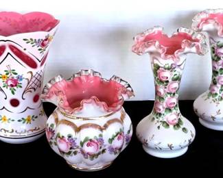 Antique Vintage Fenton Charleton  Bohemian Vases