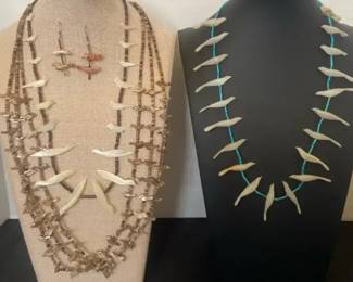 Native American Bird Fetish Necklaces  Earrings