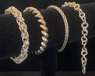 4 Sterling Silver Link Bracelets