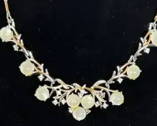 Retro Moonglow Lucite Jewelry  Signed Coro Necklace  Pin  Earring Set