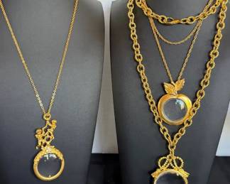 Goldtone Magnifying Glass Pendant Necklaces