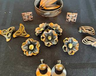 Vintage Copper Jewelry Lot  Some Signed Renoir, Nye, More
