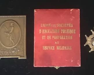 Antique French Military Medal In Original Box, Bronze G. DEVREESE Medal, Merit Medal