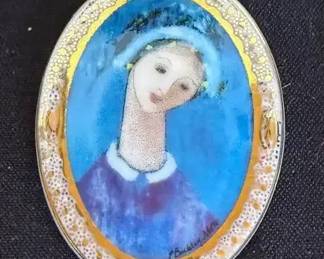 Religious Items  Medals, Blue Madonna Porcelain Pin, more