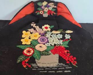 Vtg Needlework Bags, Felted Flowers, Crocheted Misers Purse, Antique Mourning Purse more