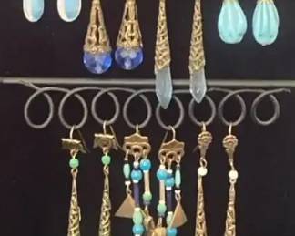 Glass  Metal Artisan Drop Earrings