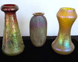 Iridescent Blown Art Glass  Flume Vase Signed Zweiful, More