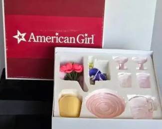 American Girl Pink Glass Dishes, Accessories in Original Box