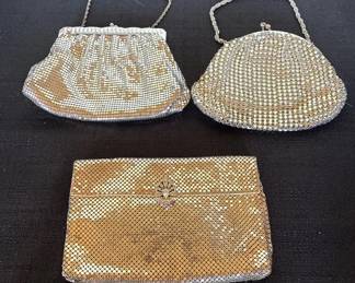 Whiting Davis Antique Vintage Silver Mesh Purse Set