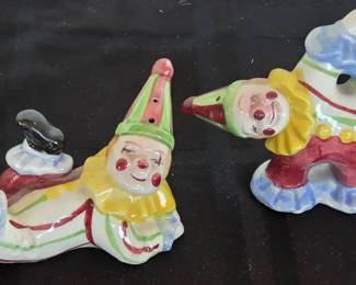 Vintage Clown Figurines, Salt And Pepper And Made In Japan