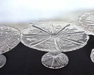 Antique Eapg Pressed Glass Cake Stands  Indiana, Imperial  Higbee