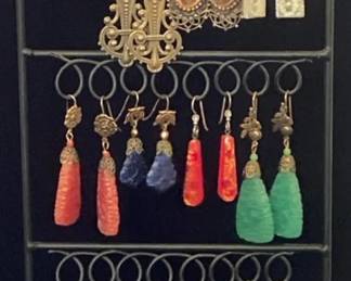 Glass  Metal PendantDangle Earring Lot  Multicolor