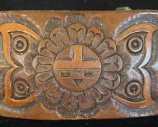 Vintage Native American Souvenir Lot, Bolos, Bracelets, Leather Hopi Buckle Carved Bone Bears