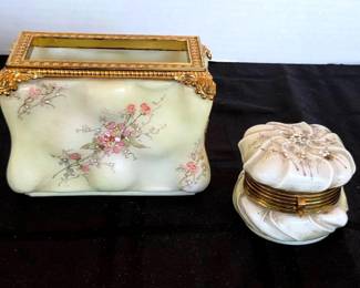 True Antique Wavecrest Dresser Box And Letter Holder  Hand Painted