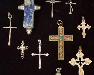 Cross Pendants  Sterling, Micromosaic Italy, Stone  More