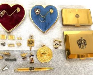 Vintage Fraternal  Sorority Pins, Compacts  Some10k pins on Heart