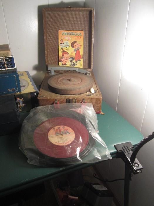 Vintage Record Player And Records