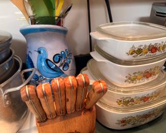 CorningWare Spice of Life casserole dishes and knife set