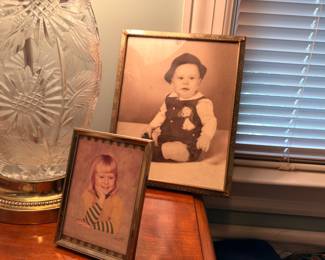 Vintage childhood portraits in gold frames