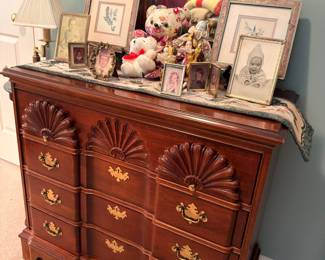 Chippendale block front cherry chest with mirror