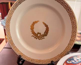 Gold Greek key laurel wreath plate