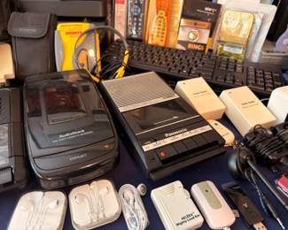 Vintage cassette recorders, Walkman and earbuds