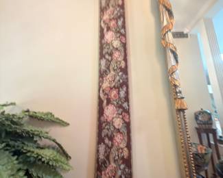 Needlepoint floral bell pull wall hanging