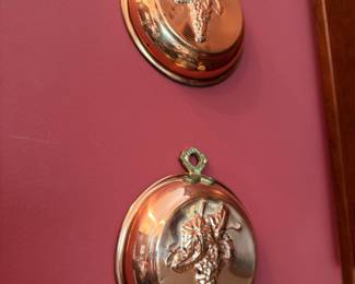 Pair of copper grape motif wall molds