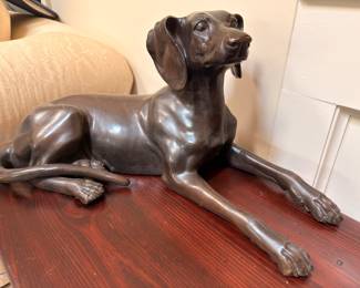 Maitland-Smith bronze reclining hound dog sculpture
