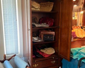 Cherry lingerie chest armoire with handbags