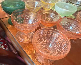 Colorful depression glass sherbet bowl collection