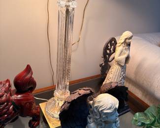 Crystal column table lamp and garden statue