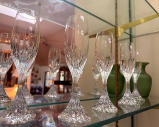 Cut crystal champagne flutes set