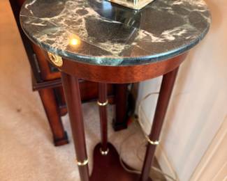 Green marble top accent table plant stand