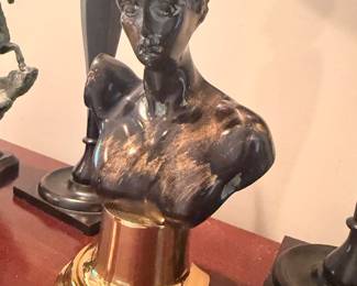 Classical bust sculpture on brass pedestal