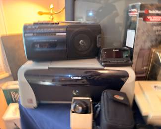 Canon printer, Sony boombox and RadioShack radio