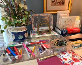 Office and desk supplies with stationery