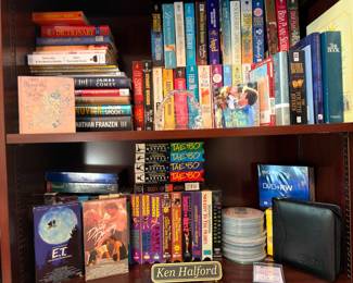 Books, VHS movies including E.T. and Dirty Dancing