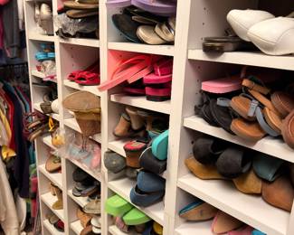 Wall of women's shoes, sandals and pumps