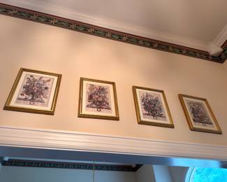 Set of four gold framed botanical floral prints