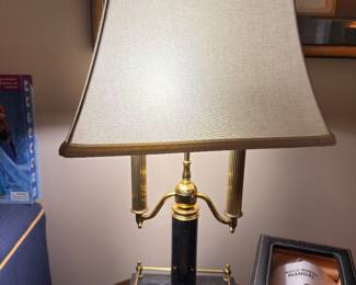 Brass bouillotte style desk lamp