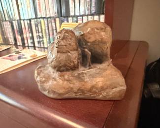 Carved stone monkey sculpture