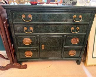 Faux marble green chest with brass pulls