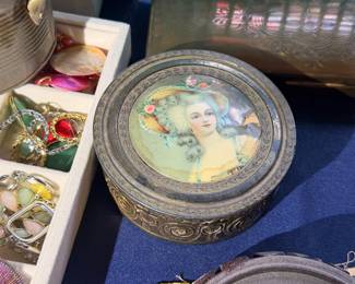 Antique portrait vanity trinket box