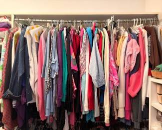 Rack of colorful women's spring clothing