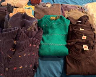Women's sweaters and cardigans, some new with tags