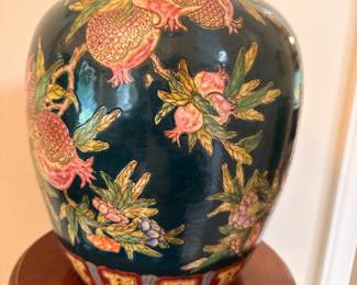Chinese famille noire pomegranate ginger jar