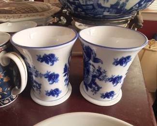 Pair of blue and white porcelain vases