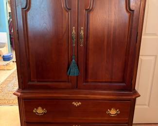 Cherry armoire TV cabinet with drawers