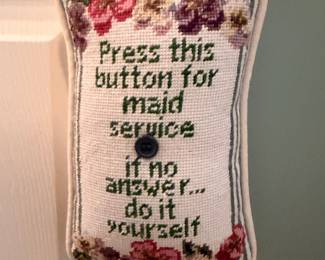 Novelty needlepoint maid service pillow